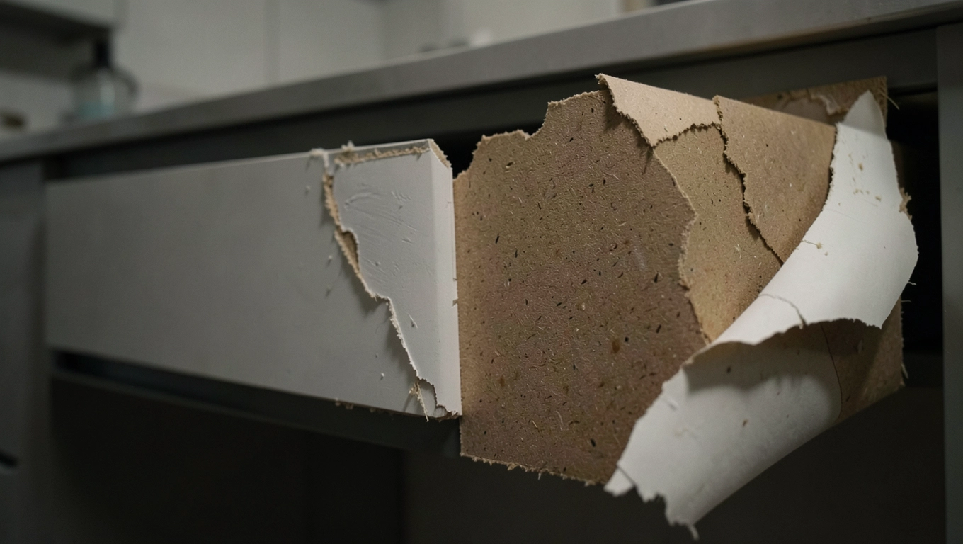 Odchodzącą okleina z mebli kuchennych reklamacja