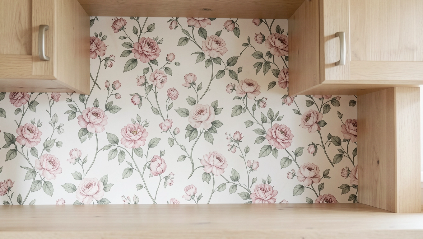 tapeta miedzy meble kuchenne